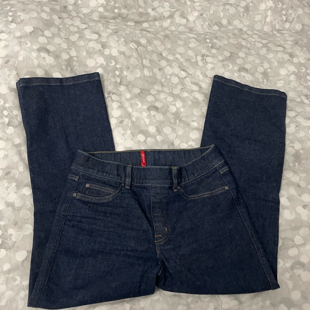 SPANX Women's Dark Blue Flare Jeans - Picture 7 of 7